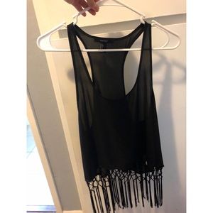 Black Fringe Top
